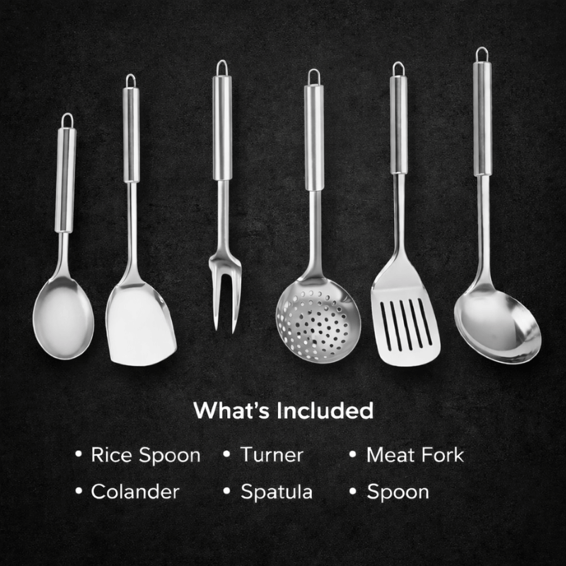 TerraForge™ 6-Piece Stainless Steel Utensil Set